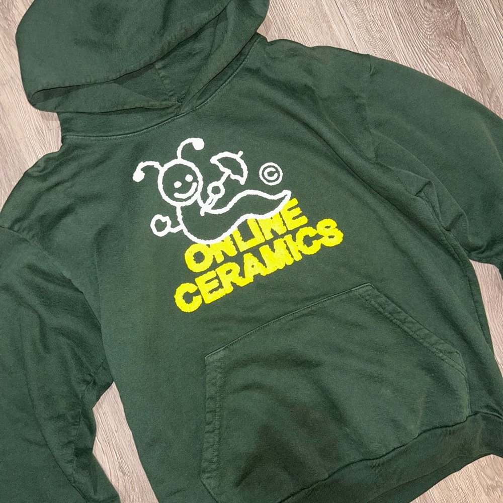 Online Ceramics Green Heavyweight Hoodie Medium